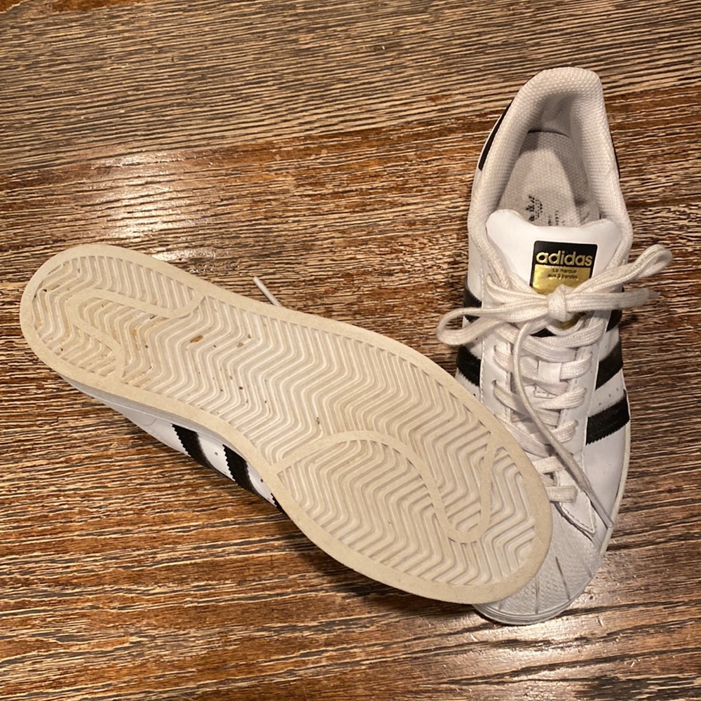 adidas Originals White and Black Superstar Athletic Shoes - Picture 3 of 6
